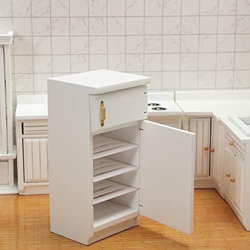 Wooden Dollhouse Furniture Refrigerator Miniature Playhouse Decoration Living Dining Room- 1/12 Scale