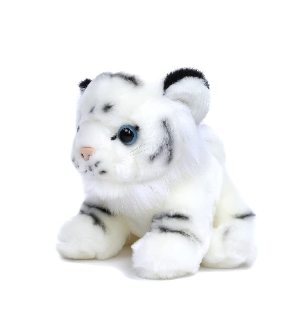 Plushland White Tiger Sitting 8 Stuffed Toys Plush Super Soft Winter Holiday (White)