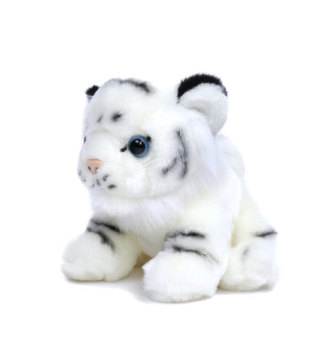Plushland White Tiger Sitting 8 Stuffed Toys Plush Super Soft Winter Holiday (White)