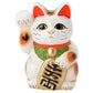 Tokoname Ware Maneki Neko Lucky Cat 6.3" Porcelain Figurine - White, Right Hand, Medium Size
