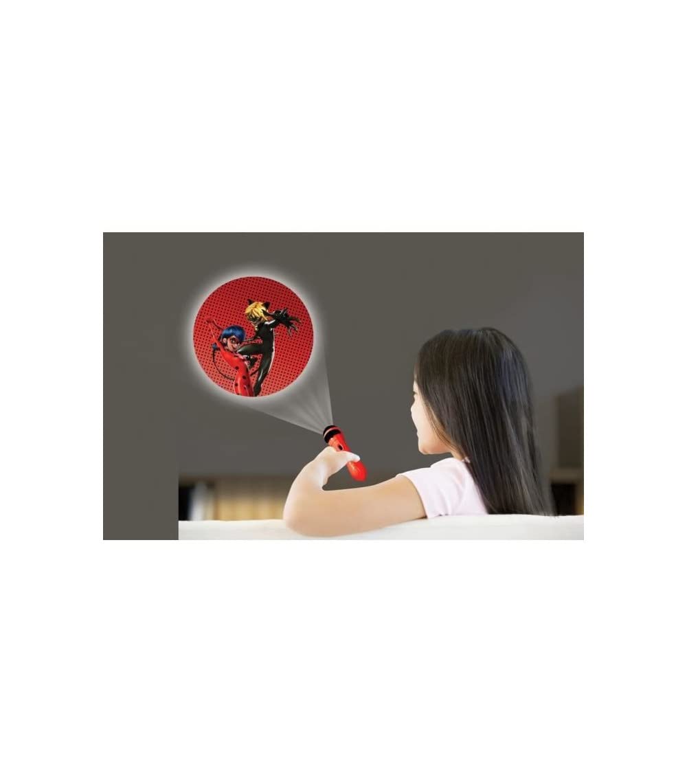 LEXiBOOK Miraculous Stories Projector Torch Light - 24 Images, Red/Black, 3 x 3 x 11.51 cm, Model LTC050MI, Plastic