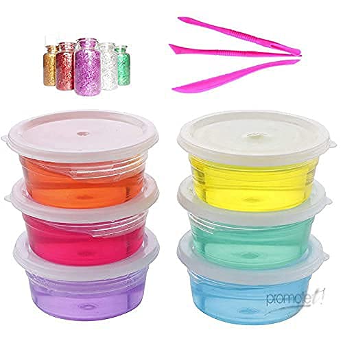 Promote Trader Diy Jelly Kit With 6 Crystal Slime With Free Glitter And Modelling Clay Tools For Kids Boys And Girls Art And Cra