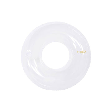 Funboy Giant Super Clear Inftlatable Ring Tube Float, 48'' Transparent Oversized Design With Cup Holder