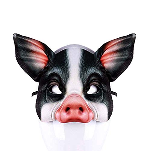 Hosfairy 1Pcs Half Face Animal Mask Pig Mask Horror Pig Mask for Halloween Costume Party Cosplay Props (Black Pig Mask)