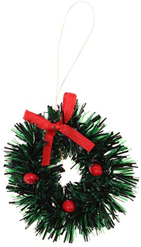 Aiffort 12pcs Funny Mini Christmas Wreaths for 1/12 Dollhouse Christmas Crafts Door D  cor