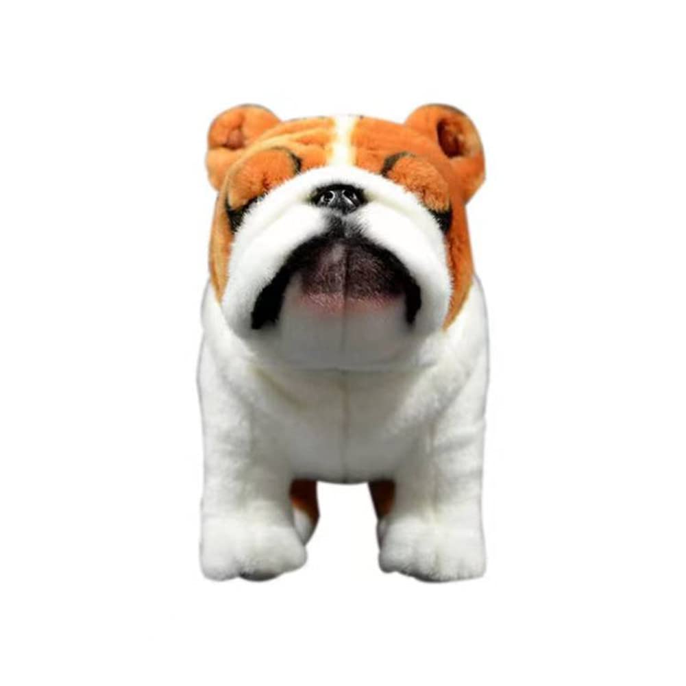 Tiny Heart Simulation British Bulldog Puppy Stuffed Animal 10Inch, Soft British Bulldog Plush Toy Boys Girls Gifts Room Decor