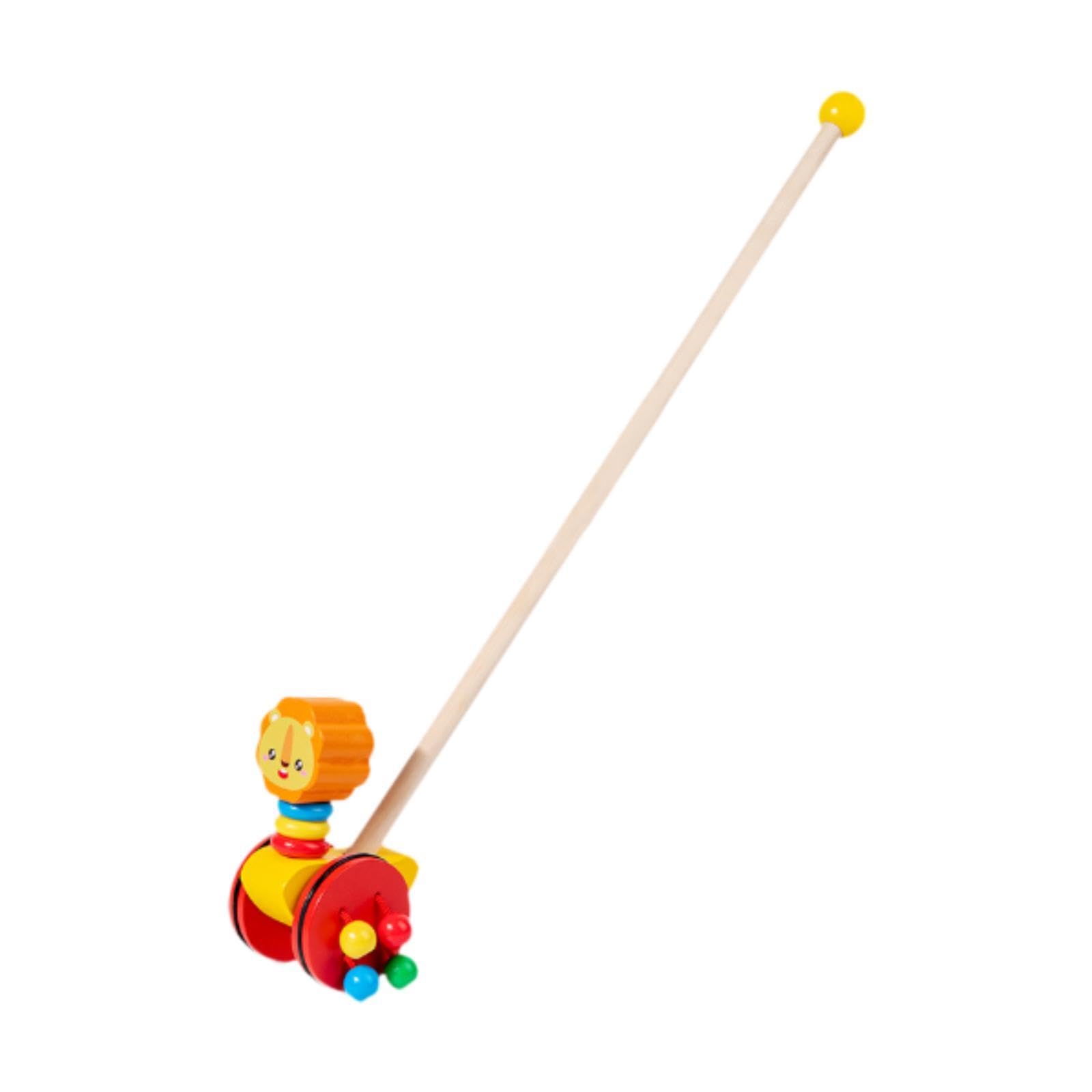 Ilsmysutra Push Along Walking Develops Motor Skills Wooden Push Toy For Kids Girls Boys Lion|Toys For Baby|Developmental Baby To