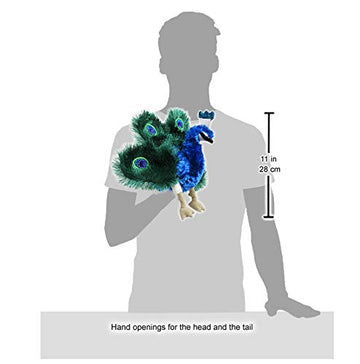 Folkmanis Small Peacock Hand Puppet, Blue; Green, Gold