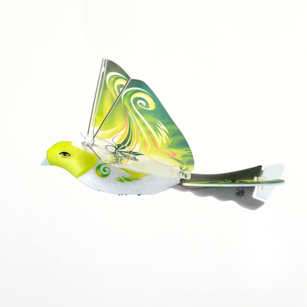 MUKIKIM eBird Green Parrot - Flying RC Bird Drone Toy for Kids. Indoor/Outdoor Remote Control Bionic Flapping Wings Bird Helicop