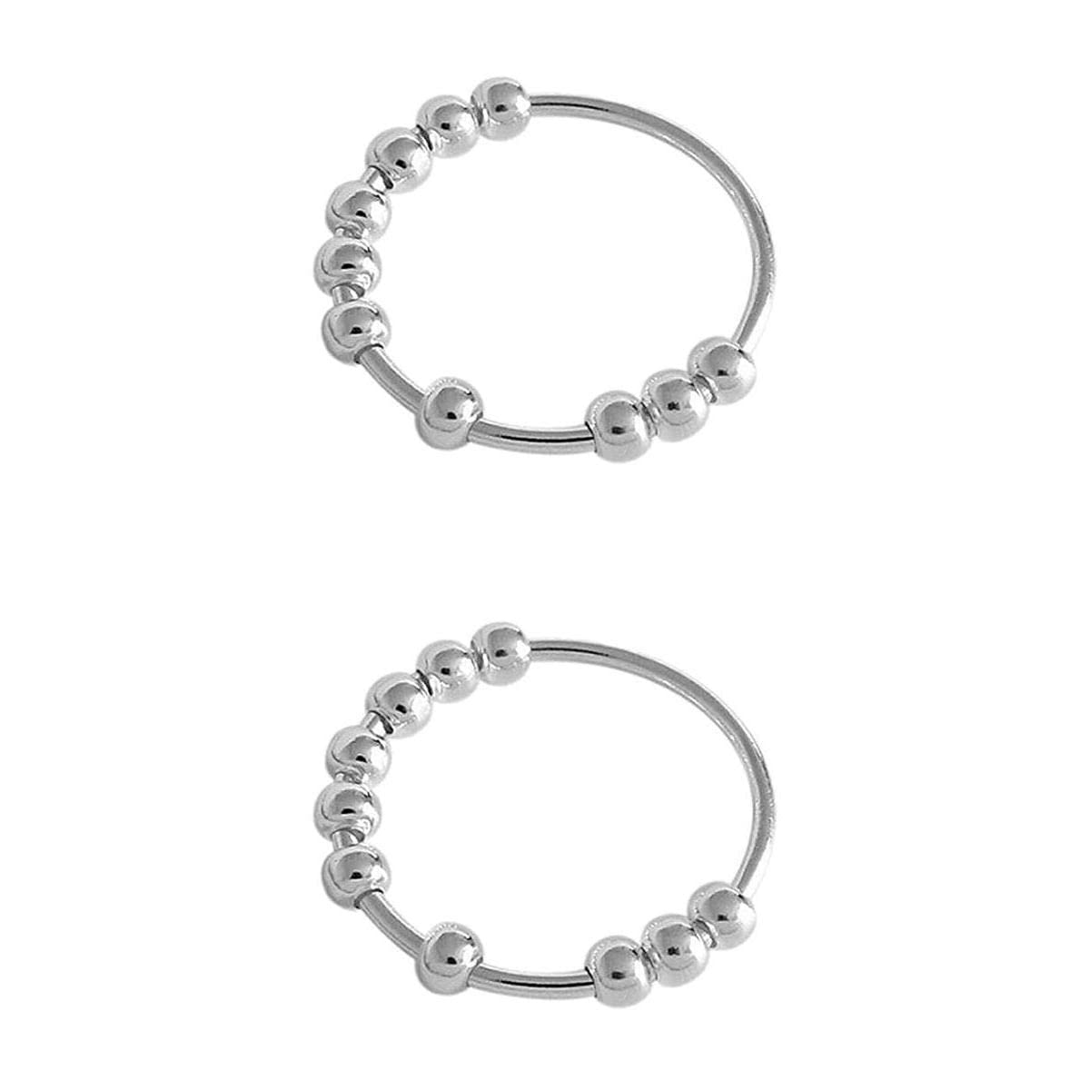 Bnf 2Pcs Rotatable Silver Stress Relief Ring Anti Stress Sensory Toy For Adults
