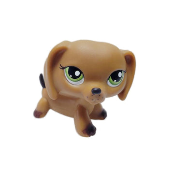 Litaofa Mini Rare Pet #139 Brown Dachshund Dog Green Eyes Freckles Puppy Action Figures Toys
