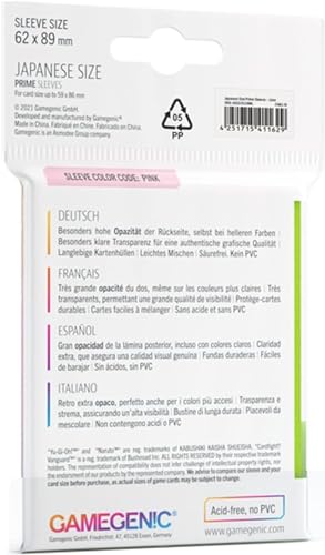 Prime Japanese Size Card Sleeves | 60 Pack of 62 mm by 89 mm Card Sleeves | enhanced Quality Card Game Holder | Use with TCG and LCG Games | Lime Color | Made by Gamegenic