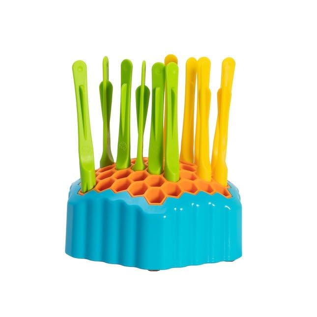 Fat Brain Toys Drop Shot Game - 2-Player Skill Game for Ages 6+, Small, Plastic, Green/Yellow, Model FA304-1