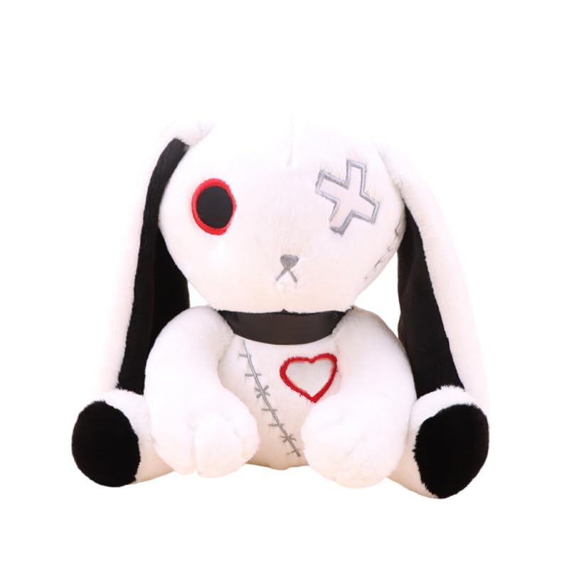 Biubiulove Goth Rabbit Plush Toy, Gothic Bunny Plushie Stuffed Animal Toy, Dreadful Rabbit Doll For Halloween Easter Christmas B