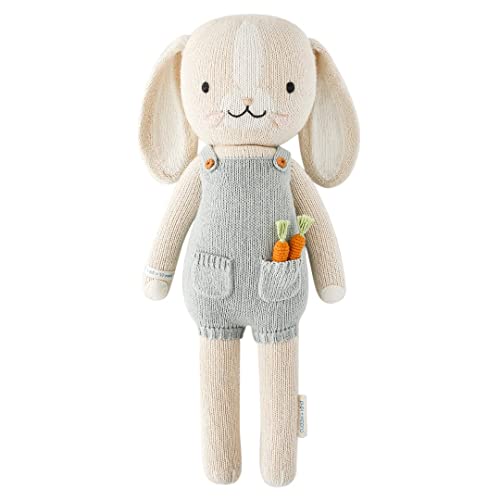 cuddle + kind Henry The Bunny Hand-Knit Doll, 13" Little Size, Multi-color, 100% Cotton, Fair Trade, Heirloom Quality
