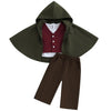 Infant Toddler Baby Boys Halloween Costume Medieval Ring Bearer Long Sleeve Shirt Vest Cloak and Pants 4pcs Outfit Set (Green, 1