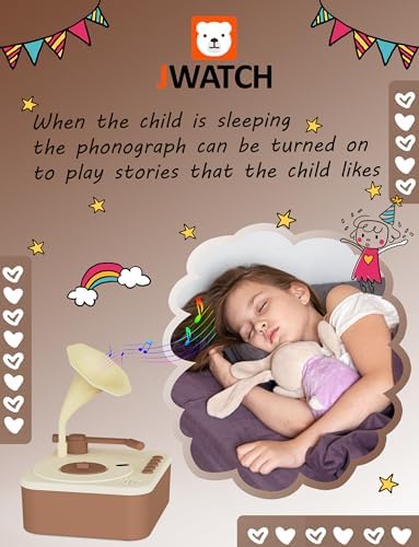 Jwatch Kids Phonograph With 96 Colorful Cards Learning Sensory Toy Ideal Entertainment For Boys And Girls Aged 3-6 Kids Phonogra