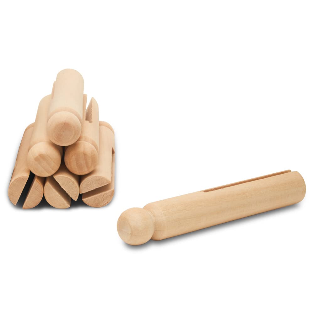Vintage Style Wooden Clothespin Doll 3-3/4 Inches, Pack Of 10 Clothespins Wood, Worry Dolls Guatemala, Clothespin Craft, By Wood