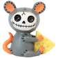 Ebros Gift Small Furry Bones Muenster Mouse Rat Mice With Giant Cheese Skeleton Monster Figurine 3' Tall Collectible Furrybones Skulls Skeletons In Halloween Costume Miniature Macabre Ossuary Statue