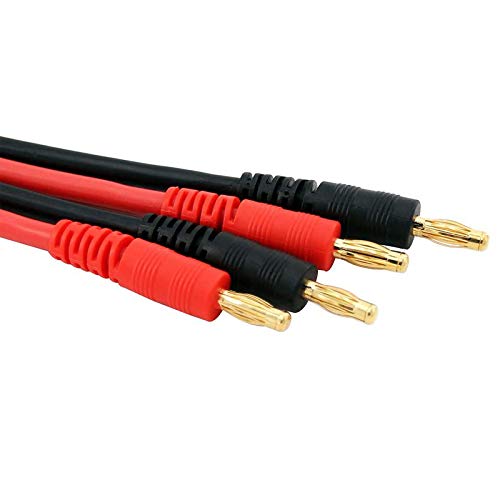 BINYEAE FLASH HOBBY 2pcs T Male to 4.0mm Banana Plug Connector Adaptor Cable14AWG for Lipo Battery Balance Charging
