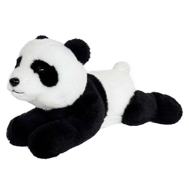 Hideekoog Stuffed Animal for Kids 12 inch Realistic Animal Plush Toy Lying Down Posture Animals Plush for Boys Girls mature-themed Birthday Hug Teaching(L-Panda)