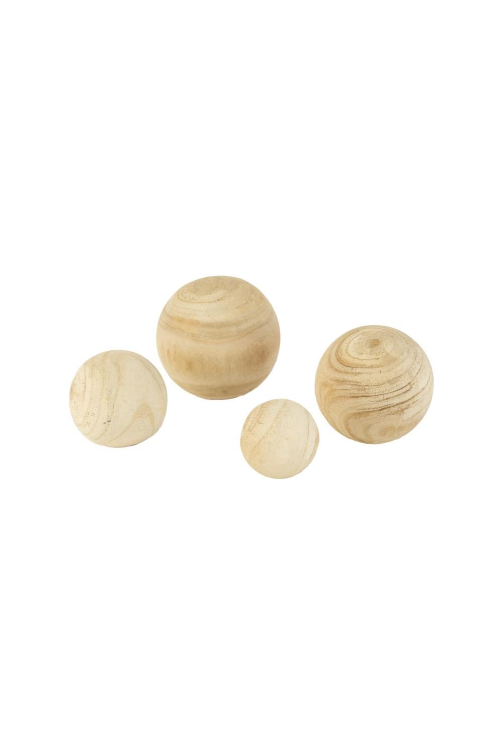 Set Of Four Natural Wooden Spheres - One Each Size