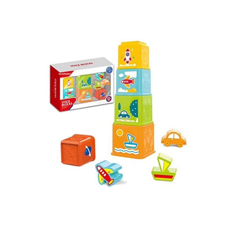 PLUSPOINT Stacking Cups Toddler Basic Toys for Kids Baby, Boys & Girls, Shapes Sorting Activity Toy for Hand and Eye coOrdinati