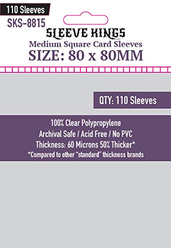 Sleeve Kings Medium Square Card Sleeves 80 X 80 Mm (10X110 Pack, 1100 Sleeves)