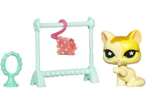 Hasbro Littlest Pet Shop Assortment 'B' Series 2 Collectible Figure Cat With Clothes Rack And Mirror