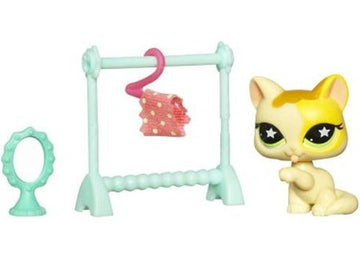 Hasbro Littlest Pet Shop Assortment 'B' Series 2 Collectible Figure Cat With Clothes Rack And Mirror