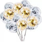 GrandShop 50818 Confetti Balloons Silver and Gold 12 Clear Latex Pack of 10 Pcs