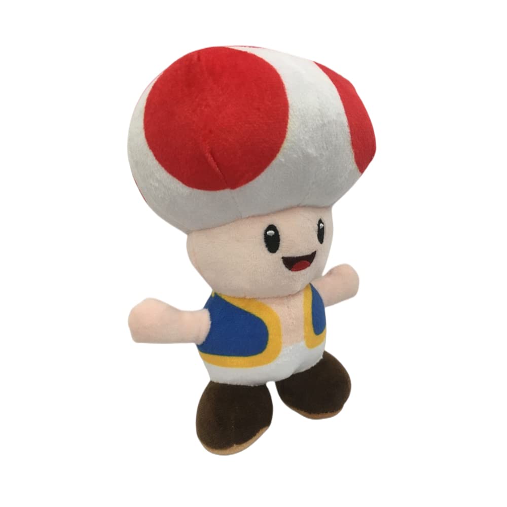 Yocosii Mushroom Red Toad Plush Standing Position, Cuddly Cartoon Game Stuffed Toy Doll 8'', Deep Red