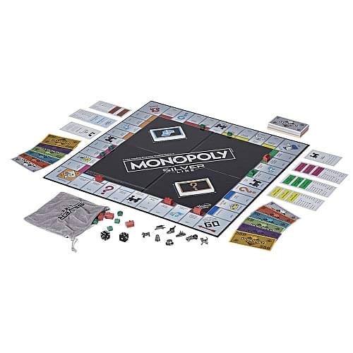 Hasbro Monopoly Silver Line Premium Board Game - Foil Board, Modern Style