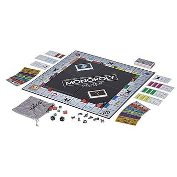 Hasbro Monopoly Silver Line Premium Board Game - Foil Board, Modern Style