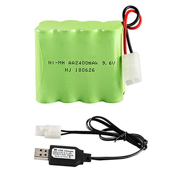 CBB 9.6V 2400mAh Ni-MH Battery Pack Rechargeable AA X Mode with Standard Tamiya Connector for HuanQi 781 728 RC 1:24 M1A2 Toy Ta