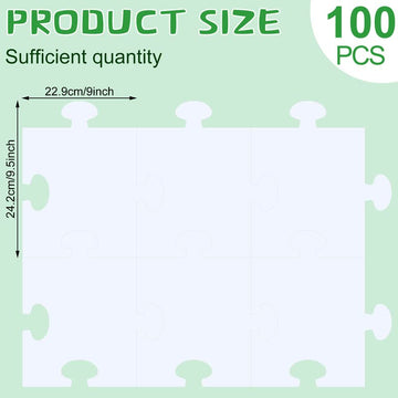 Glenmal 100 Pcs Large White Blank Puzzle Pieces Oversize White Blank Papers Puzzle Pieces Giant Puzzle Piece for mature-themed to Draw and Write and Makes Huge Art Display