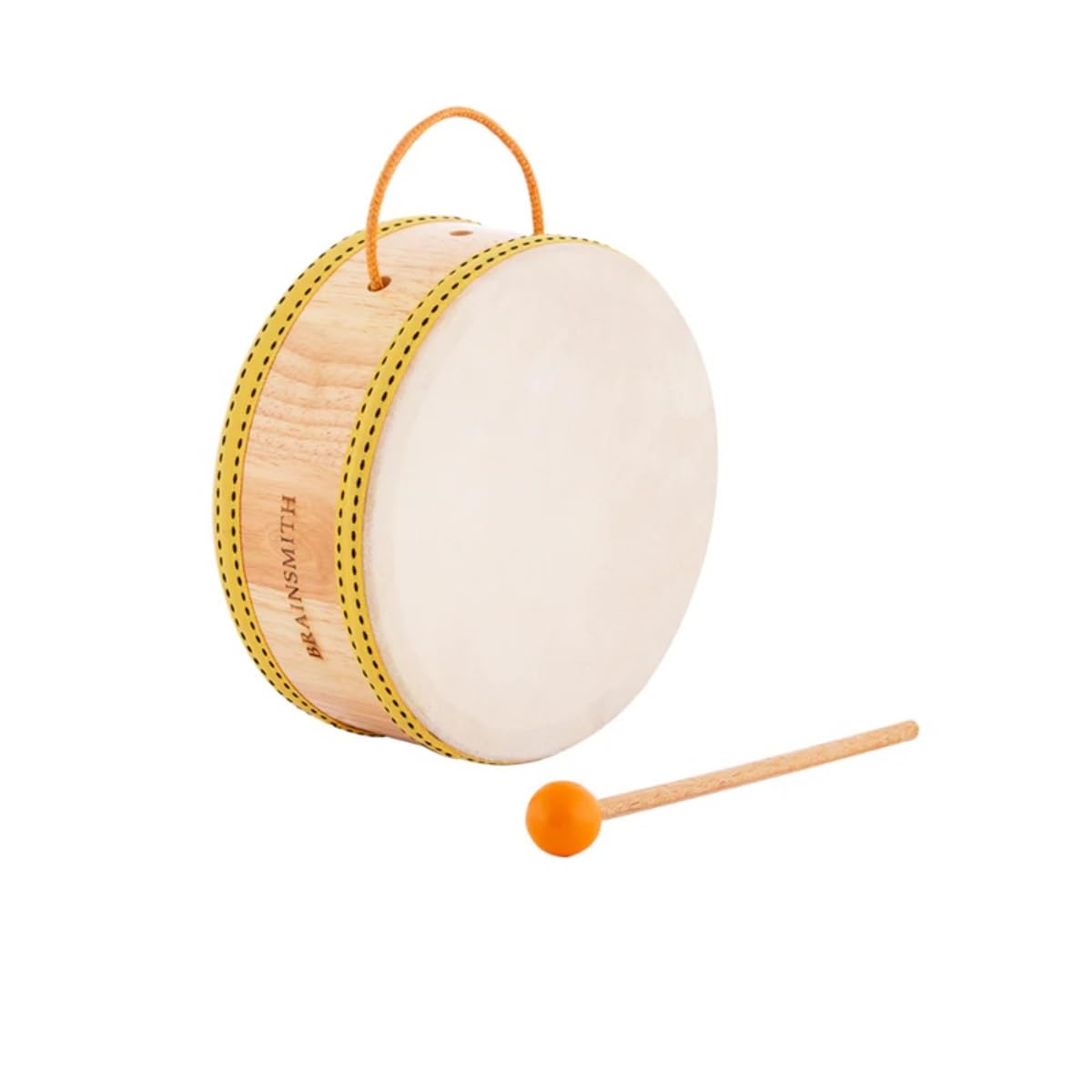 Brainsmith Swoora Wooden TomTom Drum (2Sided) With Stick For Toddlers And Kids (16 Years)  ChildSafe Percussion Musical Ins