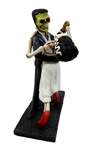 Atlantic Collectibles Day Of The Dead Wedding Foxtrot Dance Skeleton Frankenstein Skull Bride And Groom Couple Figurine