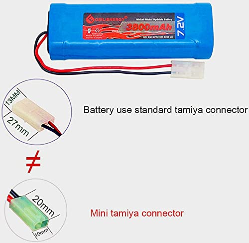 GEILIENERGY 7.2V RC Battery Pack(2 Pack) 3800mAh High Capacity 6-Cell NiMH Flat Battery Pack w/Standard Tamiya Connector