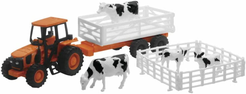 Kubota Farm Tractor & Trailer W/Farm Animals Set