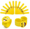 Jagmag Pack of 4 Emoji Slap Bracelet Rubber Emoticon Band Silicone Wristband for Kids Adults Party Favours Party Bag Filler Chil