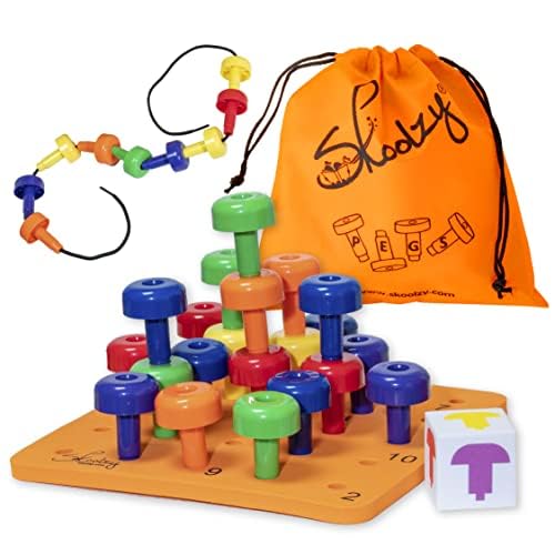 Skoolzy Montessori Sensory Pegboard Set - 33 Pieces, Foam Board, Multi-Color, Educational Toys for Kids 2+, STEM Learning