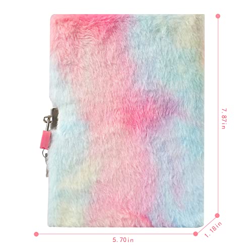 YOYTOO Unicorn Diary for Girls with Lock and Keys, Plush Unicorn Journal Notebook for Kids, Secret Lock Diary with 160 Lined Pag