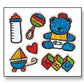 Bulk Roll Prismatic Stickers, Baby Boy/Teddy, 100 Repeats