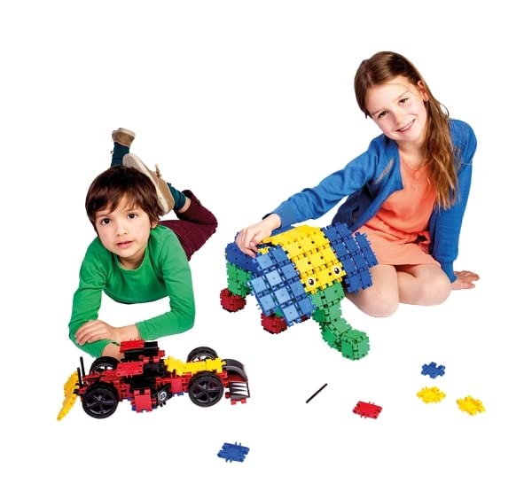 Clics Basic Set Of 377 Pieces, Construction Toys For 3 Year Old Boys And Girls, Rollerbox Of Blocks To Learn Shapes And Colors,