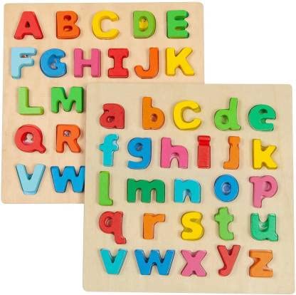 Authfort Wooden Alphabet Puzzle For Toddlers, Lowercase And Uppercase Letters, Alp0Habet Puzzles For Preschool Boys And Girls