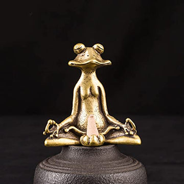 Acxico 1Pcs Solid Brass Frog Figurine Small Frog Statue House Ornament Animal Figurines