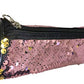 Mermaid Sequin Pencil Pouch, Reversible Sequin Handbag, Fashion Double Colour Makeup Bags, Students Pencil Case Light Pink and G