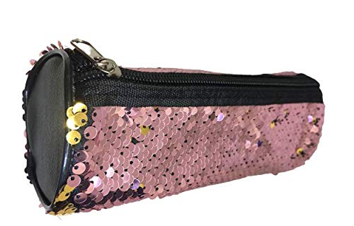 Mermaid Sequin Pencil Pouch, Reversible Sequin Handbag, Fashion Double Colour Makeup Bags, Students Pencil Case Light Pink and G