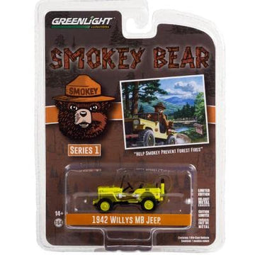 Greenlight 38020A Bright Green Help Smokey Prevent Forest Fires Smokey Bear Series 1 1 By 64 Scale Diecast Model Car For 1942 Willys Mb Jeep
